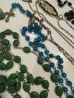 Vintage Catholic Lot Of Medals Pendants Necklace Rosary Jewelry Bracelet 