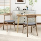 2pcs Solid Rubber Wood Dining Chairs   400 Lbs Capacity Padded Upholstered
