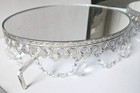 Two -  10   Round Silver Tone Cake Stand-glass Mirror Top-baby Shower-wedding