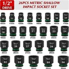 26 Pcs 1 2  Drive Standard Impact Socket Set 12 Point Metric 10mm-36mm Cr-mo