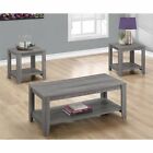 Table Set 3pcs Set Coffee End Side Accent Living Room Laminate Grey