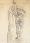 Nude Male Drawing Signed And Dated 1927