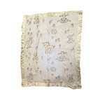 Vintage Baby Blanket Nursery Decor Lamb Girl Floral Satin Trimmed Security