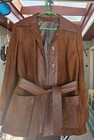 Vintage 70 s Rust Brown Belted Suede Leather Jacket Size M Unbranded