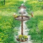 42  H Plastic Round Bird Bath With Solar Light   Sturdy Base For Outdoor Garden