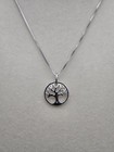 Sterling Silver  925 Tree Of Life Necklace W real  01ctw Diamond 16-18  New 