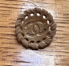 Chanel Authentic Vintage Gold  Suede Leather Cc Logo Button - New rare  1 