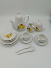 Vintage Child s Dishes 15 Piece Toy Tea Set For Two Yellow Roses Design