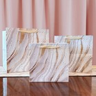 Gold Glitter Print Pattern Marble Square Gift Bag W  Tissue- Small