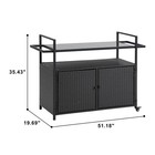 Outdoor Bar Cart Wheels Rattan Glass Top Serving Cart Patio Poolside Light Brown