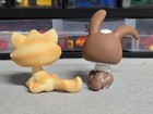 Littlest Pet Shop 122 121 Rabbit Brown White Striped Cat Pairs Authentic 