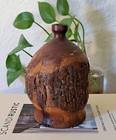 Vintage Handmade Live Edge Wood Bud Vase Signed 6 5  Natural Organic Rustic 