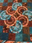 New York Beauty Style Quilt Top 58  X 58  Beautiful Batiks Teals  Browns   Rusts