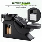 Salon Shampoo Chair W sink Pu Leather Barber Hair Washing Station For Beauty Spa
