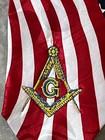 Patriotic Embroidered Master Mason Necktie Square Compass Stars Stripes New 