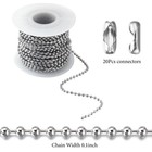 Topacket 66feet Ball Bead Chain Black Stainless Steel 2 4mm  