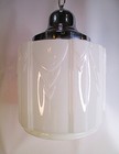 Antique Art Deco Skyscraper Light Fixture Vintage Pendant Milk Glass 1930   s