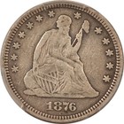 1876-cc Seated Liberty Quarter Pcgs Genuine Edge Damaged-f Detail   Carson City 