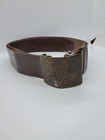 Original Soviet Russian Genuine Leather Belt Buckle Soldier Military Uniform