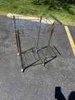 Vintage Brass Bar Cart Mid Century Modern 2-tier Glass Rolling Beverage Trolley 