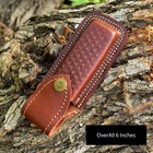 Handmade Genuine Engraved Leather Sheath For 5  Folding Pocket Knife