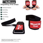 Black red Lifting Straps Pair Padded Wrist Power Grip Deadlift Rod Gym Training