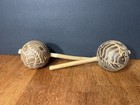 2 Vintage Wooden Maracas Instrument Hand Carved  Primitive Animal Bird
