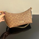 Coach Cek80 Caitlin Shoulder Bag Signature Canvas Gold tan brown Ships From Us
