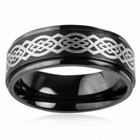 Free Laser Engraving Men Tungsten Carbide Black Loyal Celtic Knot Band Ring