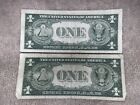 1935 Pair Of Rough  1 Dollar Silver Certificate Blue Seal One Dollar Note