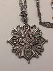 Antique 800 Silver Peruzzi Style Cross Pendant Necklace