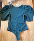 Nwt Intimately Free People Va Va Voom Bodysuit Evergreen Puff Sleeve V Neck Xs