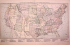 Antique 1881   Principal Railroad Map Of The United States