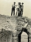 1980s Five Handsome Muscular Men Extreme Old Fortress Vintage Photo Snapshot