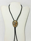 Vintage Navajo Sterling   Gold Filled Eagle Spirals Feathers Bolo 40    Allen Chee