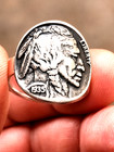 Signet Ring Authentic Buffalo Indian Nickel Coin Sterling Silver 1916 To 1938 