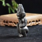 China Hongshan Culture Antique Jade Black Iron Meteorite Carving Statue Pandent