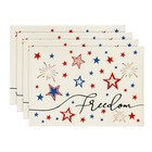 Patriotic Freedom Stars 4th Of July Placemats 12  X 18   Rectangle 4 Pcs Beige
