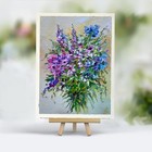 Aceo Original Oil Painting Field Bouquet 21 Flowers Mini Art 3 5x2 5inches Os