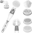 Electric Back Scrubber Brush W  4 Heads   Long Handle  Waterproof  Massage