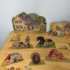 Vtg Farm Animal Cardboard Cutouts Toy Paper Doll Pieces Farmhouse Lot 1940s Read