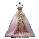 3d Flowers Prom Dresses Appliques Floral A-line Party Gowns Chic Pastrol Evening