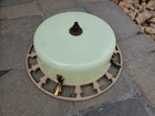 Vintage 1930 s Art Deco Green Glass   Metal Flush Mount Ceiling Light Fixture