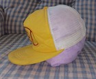Vtg Stroh s Beer Detroit Snapback Mesh Trucker Cap Baseball Hat Yellow white 80s