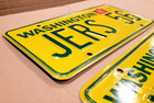 1986 Washington State Yellow Vanity License Plate --jers 56 -- Wa -- Jerry 1956