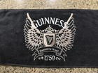 Guinness Offical Brand Black Embroidered Towel Harp Logo 1759 Wings 18    X 9    Bar