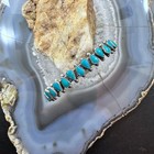 Native American Vintage Sterling 13 Teardrop Turquoise Row Bracelet For Women