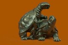 Handcrafted Bronze Sculpture Sale Art Yard Garden Reptile Turtle Box   Artwork