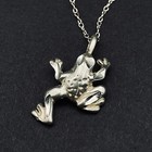 Vintage Sterling Silver Small Frog Charm Necklace Minimalist Jewelry