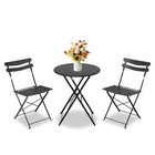 3-piece Patio Bistro Set With Small Table   2 Folding Chairs For Balcony Porch